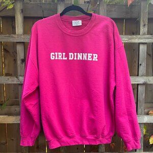 Girl Dinner Sweatshirt Crewneck Size XL Cozy Funny Trendy Gift
